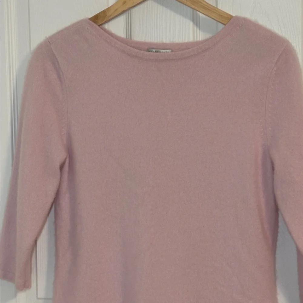 Cashmere Baby Pink Sweater, 3/4 Sleeves, small - Picture 2 of 4